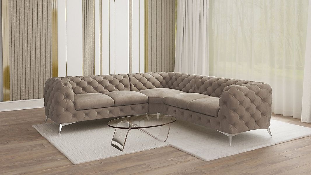 S-Style Möbel Ecksofa Chesterfield Kalina mit Silber Metall Füßen, mit Well günstig online kaufen