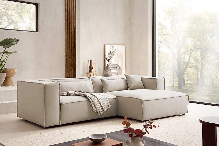 LeGer Home by Lena Gercke Ecksofa "PIARA mit Kedernaht, Cord, Leinenoptik o günstig online kaufen
