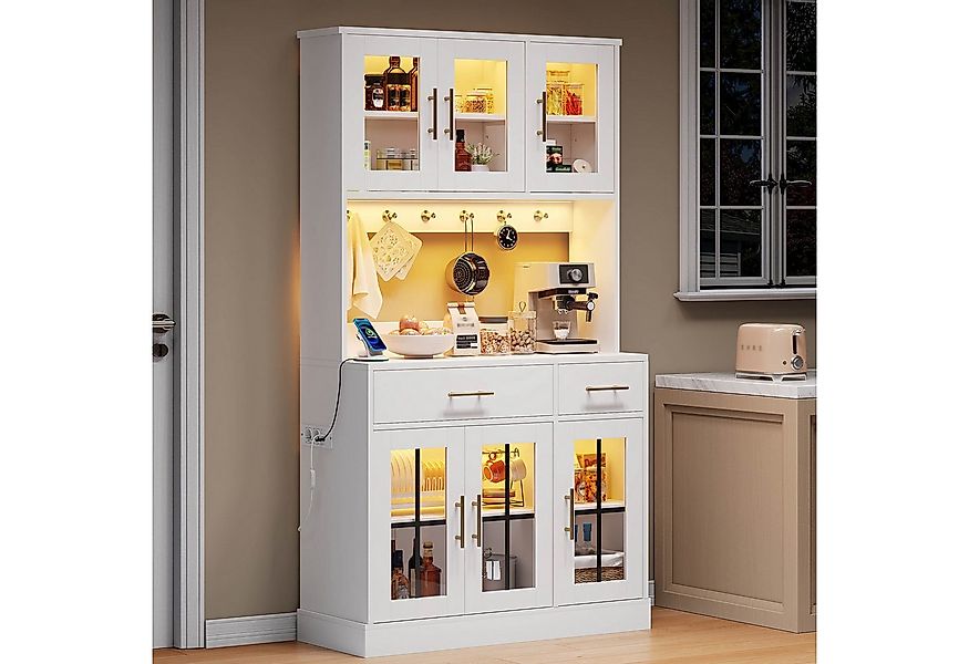 Flieks Küchenbuffet mit LED-Beleuchtung und Steckdose (100x40x180 cm, 1-St. günstig online kaufen