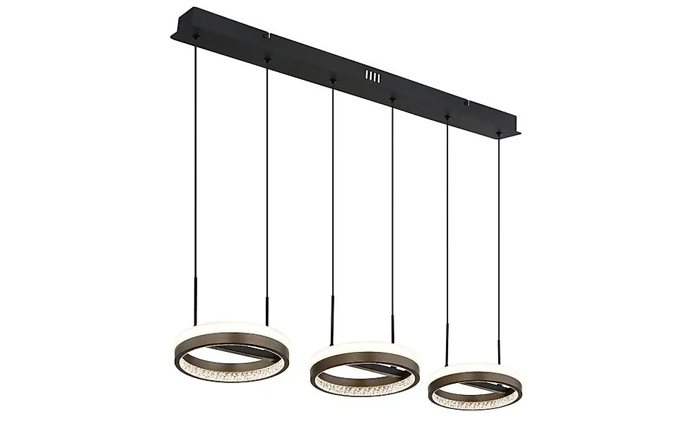 LED-Hängelampe Della, Länge 82 cm, dunkelgrau, Metall, 3-flg günstig online kaufen