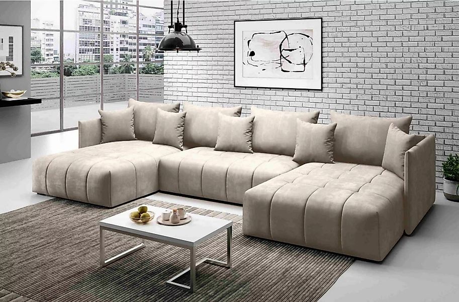 Furnix Ecksofa U-Form-Sofa ASVIL mit Schlaffunktion und Bettkasten, Farbaus günstig online kaufen