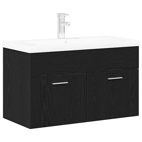 vidaXL Badezimmerschrank Schwarz Eichen-Optik 80 x 38,5 x 46 cm 3333137 günstig online kaufen