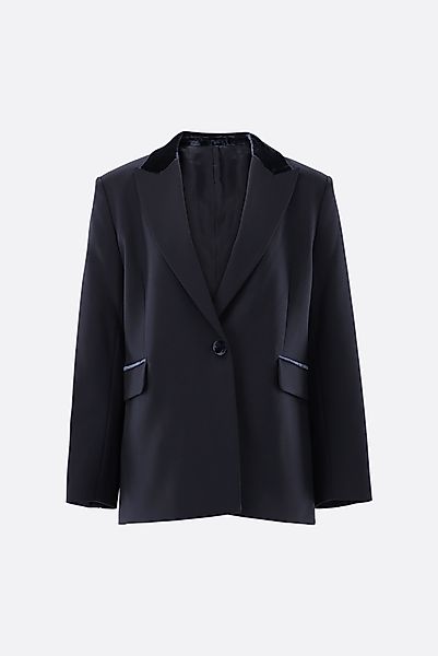 Blazer mit geradem Saum und Samt-Detail günstig online kaufen