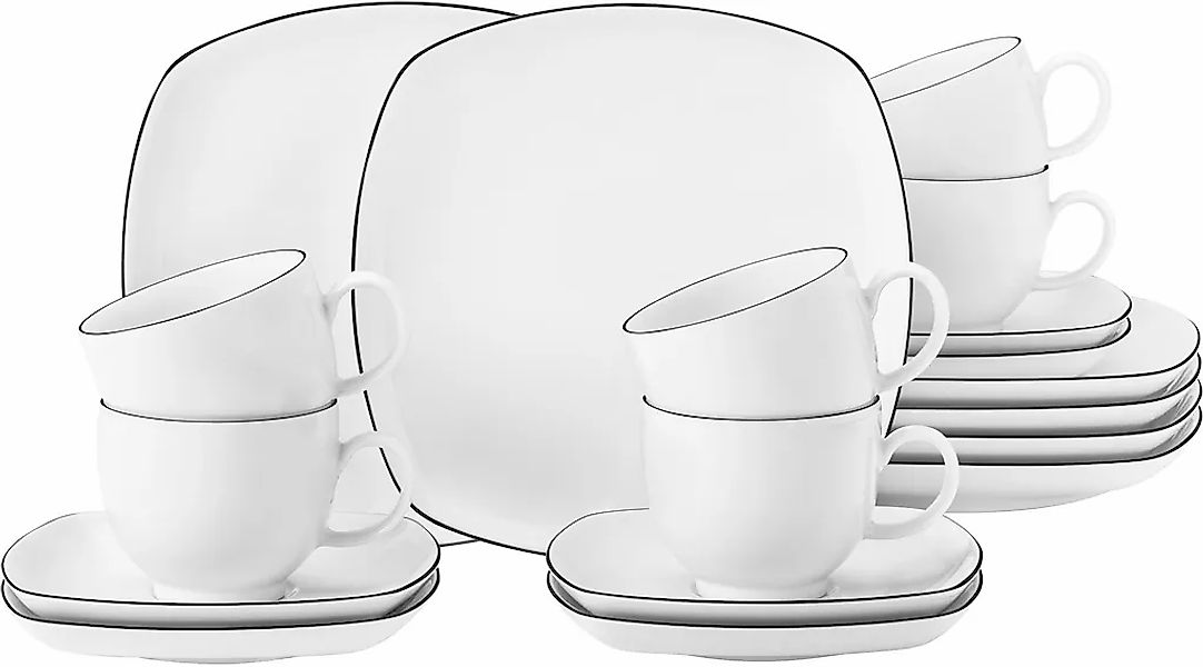 Seltmann Weiden Kaffeeservice "Geschirr-Set, Service Lido Black Line" Tasse günstig online kaufen