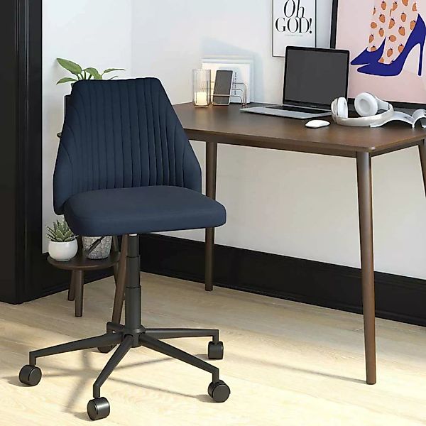 Schreibtischdrehstuhl blau aus Webstoff Gestell aus Metall günstig online kaufen