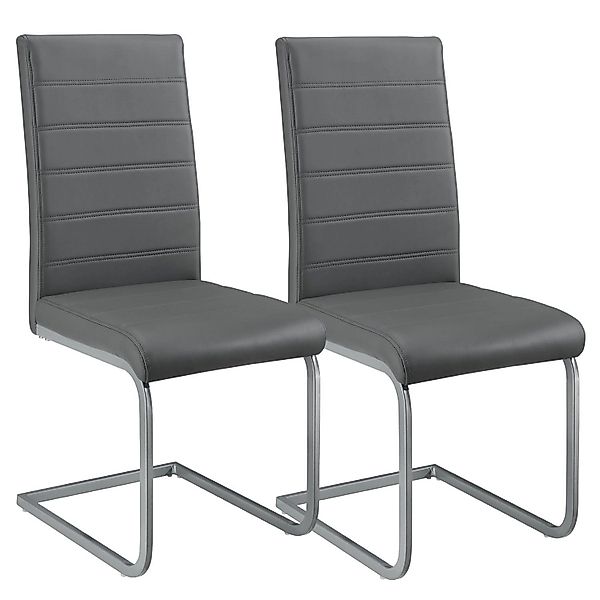 Juskys Freischwinger Stuhl Vegas 2er Set aus Kunstleder Grau günstig online kaufen