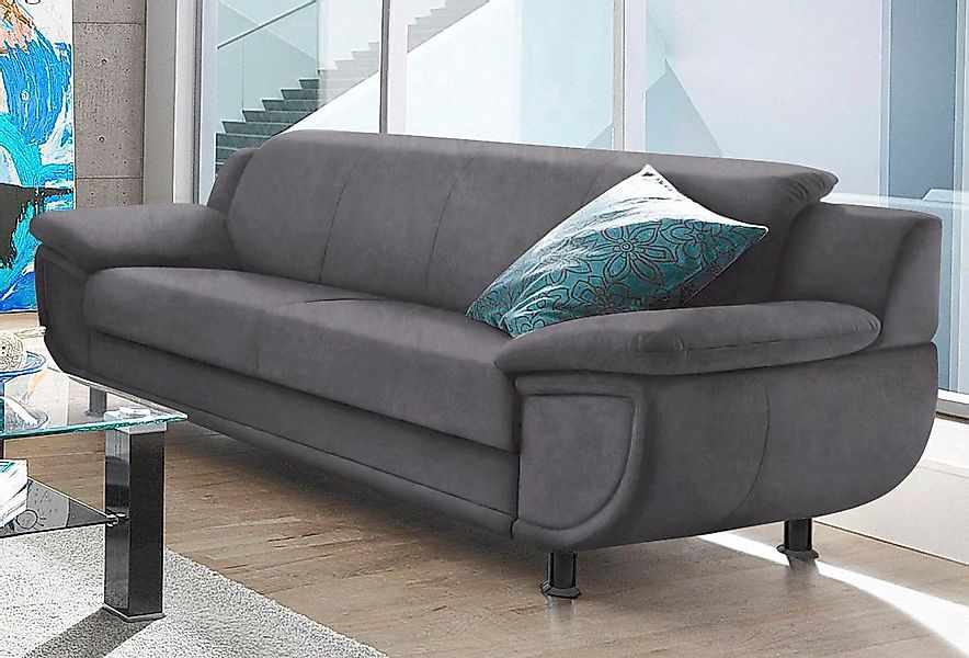 TRENDMANUFAKTUR 3-Sitzer Rondo, Breite 207 cm, breite Armlehnen, Füße schwa günstig online kaufen