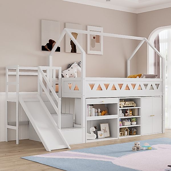 Flieks Hochbett Kinderbett Etagenbett mit Schränke, günstig online kaufen