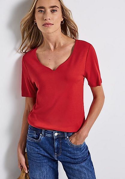 STREET ONE T-Shirt mit Herzausschnitt, Sommershirt günstig online kaufen