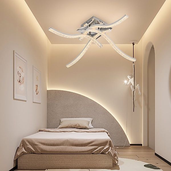 WILGOON Deckenleuchte 36W Kristall LED Deckenlampe,Wellenförmig, günstig online kaufen