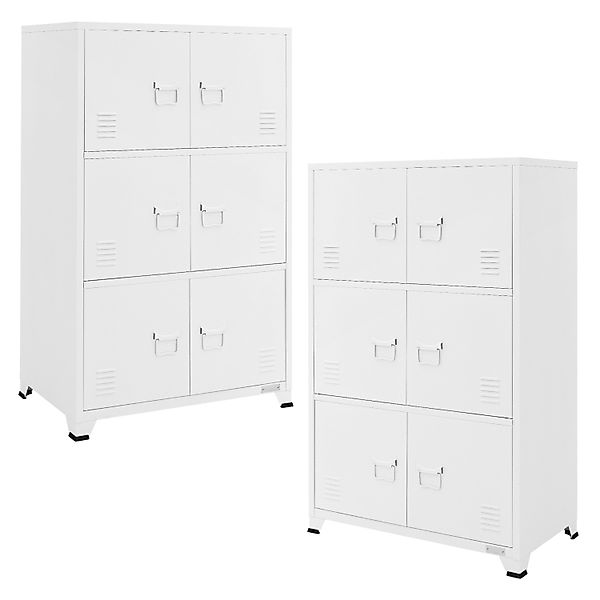 ML-Design 2Er Set Aktenschrank 75x40x120 cm Weiß aus Stahl Freistehend günstig online kaufen