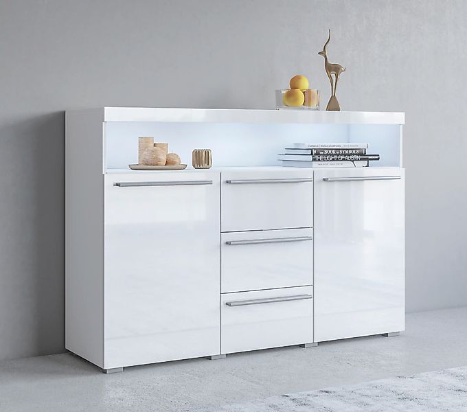 INOSIGN Sideboard "India,Breite 132cm stilvolle Anrichte mit 2Türen, 3 Schu günstig online kaufen