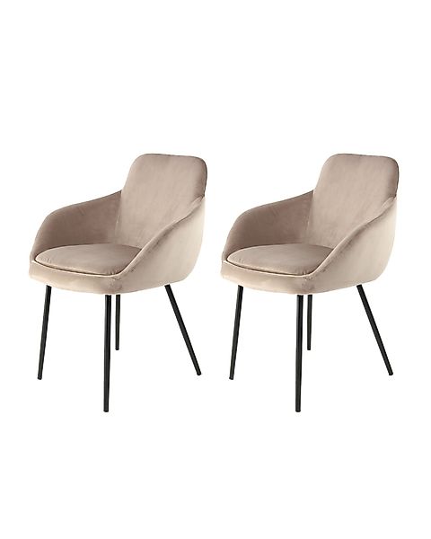 Qiyano Esszimmerstuhl Loungestuhl 2er-Set Taupe, Polsterung, günstig online kaufen