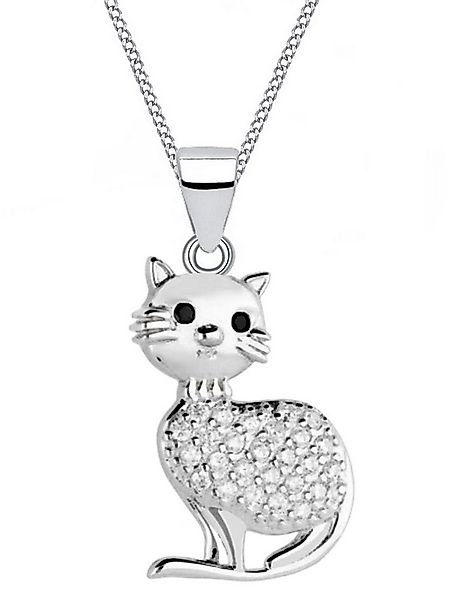 Goldene Hufeisen Kette mit Anhänger Halskette Silber Katze 925 Sterling Zir günstig online kaufen
