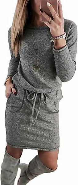 KIKI A-Linien-Kleid Damen Langarm Strickkleid Pulloverkleid günstig online kaufen