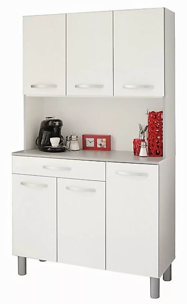 Parisot Küchenbuffet Spoon 1 in Weiss / Grau - 101x185x40cm (BxHxT) günstig online kaufen