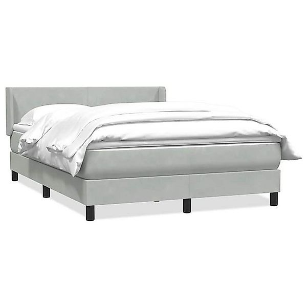 vidaXL Boxspringbett, Boxspringbett mit Matratze Hellgrau 140x210 cm Samt günstig online kaufen