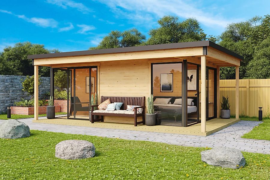 LASITA MAJA Gartenhaus "Domeo 3 Loggia natur" mit Überdachung, Position der günstig online kaufen