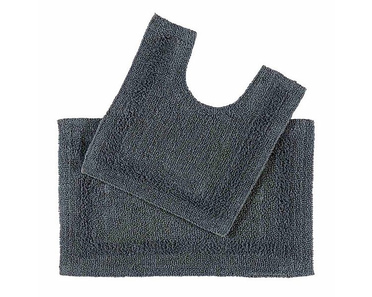 Homescapes Badematte 2-tlg. Badgarnitur grau aus 100% Baumwolle, Höhe 30 mm günstig online kaufen