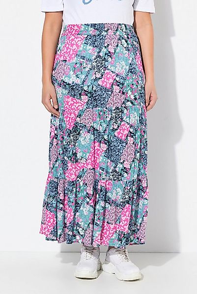 Ulla Popken Maxirock Stufen-Midirock Blüten A-Linie Elastikbund günstig online kaufen
