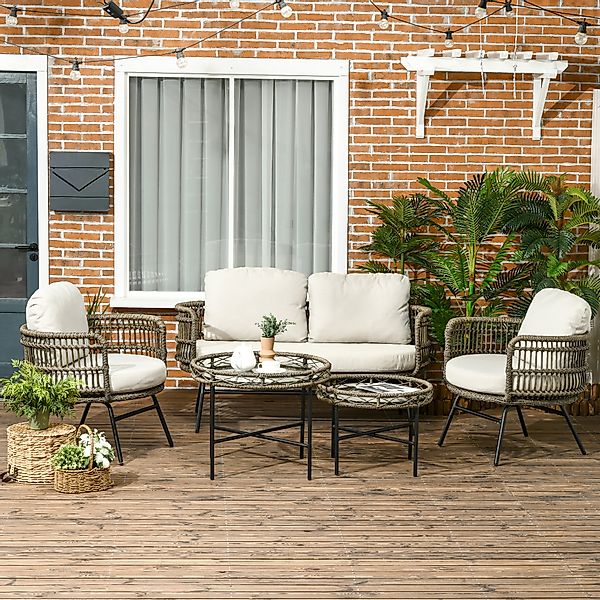 Outsunny Sitzgruppe 5 TLG. Rattan mit günstig online kaufen