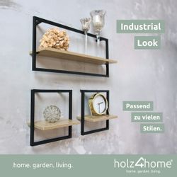 holz4home® Wandregal MDF Sonoma mit Metallrahmen günstig online kaufen