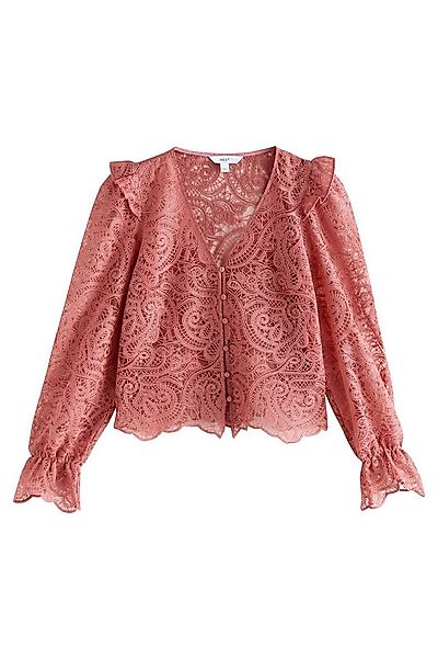 Next Langarmbluse Bluse mit V-Ausschnitt, Paisley-Muster und Spitze (1-tlg) günstig online kaufen