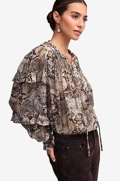 Next Langarmbluse Langärmelige Metallic-Schluppenbluse mit Raffung günstig online kaufen