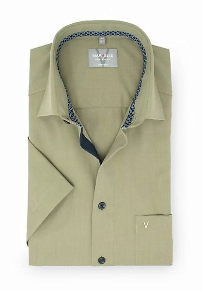 MARVELIS Kurzarmhemd Kurzarmhemd - Comfort Fit - Einfarbig - Olive günstig online kaufen