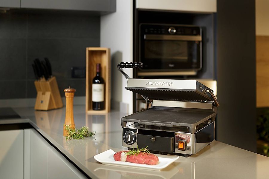 Panini Grill | Kontaktgrill Gusseisenplatte gerillt oben, glatt unten günstig online kaufen