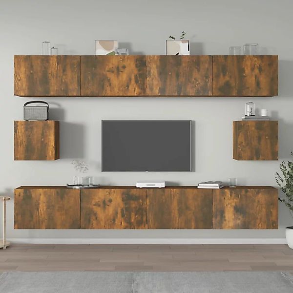 Vidaxl 6-tlg. Tv-schrank-set Räuchereiche Holzwerkstoff günstig online kaufen