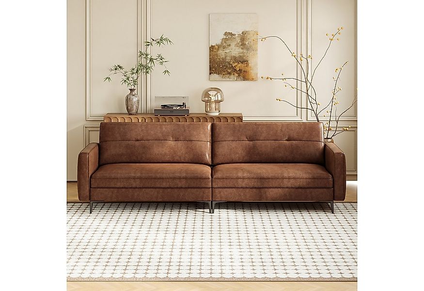oleyluckidea Big-Sofa Vintage 3-Sitzer Sofa aus Kunstleder Braun, Set günstig online kaufen