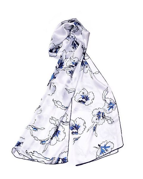 MayTree Seidenschal Hibiskus Blau, 55 x 175 cm, leichter Damen-Schal, alljä günstig online kaufen