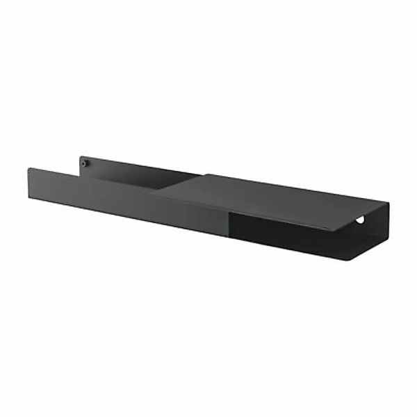 Regal Folded metall schwarz / L 62 x H 5,4 cm - 2 Haken + Ablagefach - Muut günstig online kaufen