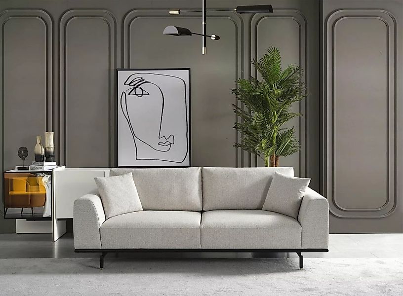 JVmoebel Sofa Dreisitzer Sofa 3 Sitzer Sofas Modern Weiß Design Stoff, 1 Te günstig online kaufen