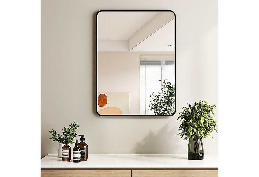 Hopibath Badspiegel Metall Alu Rahmen Wandspiegel Schwarz Gold (rechteckig, günstig online kaufen