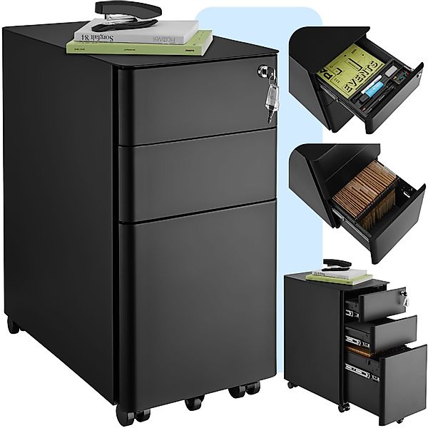 tectake Rollcontainer Aktenrollschrank, aus pulverbeschichtetem Stahl günstig online kaufen