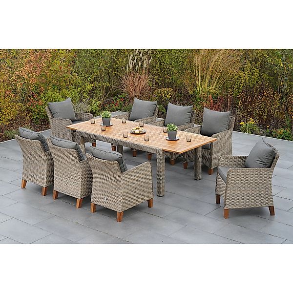 MERXX Garten-Essgruppe »Avellino« 9 Stk. tlg. inkl. Auflagen günstig online kaufen