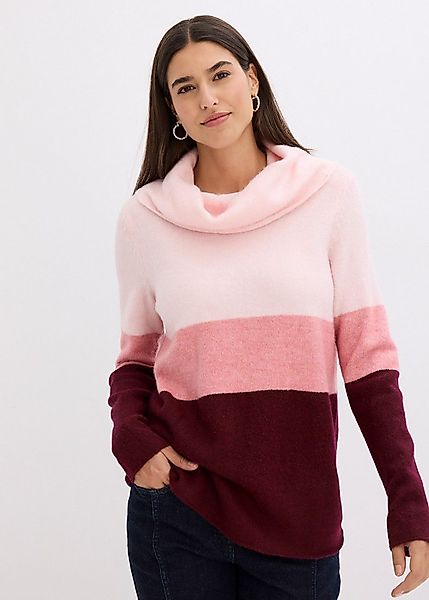 bonprix Rollkragenpullover mit Wasserfallkragen und Colourblocking günstig online kaufen
