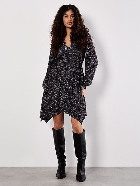 Apricot Minikleid gemustertes Kleid, mit Smokdetails günstig online kaufen