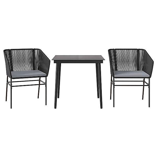 vidaXL 3-Tlg Garten-Essgruppe mit Kissen Schwarz Poly Rattan Glas 3334513 günstig online kaufen