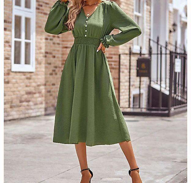 AFAZ New Trading UG Sommerkleid Einfarbiges, mittellanges Kleid mit V-Aussc günstig online kaufen