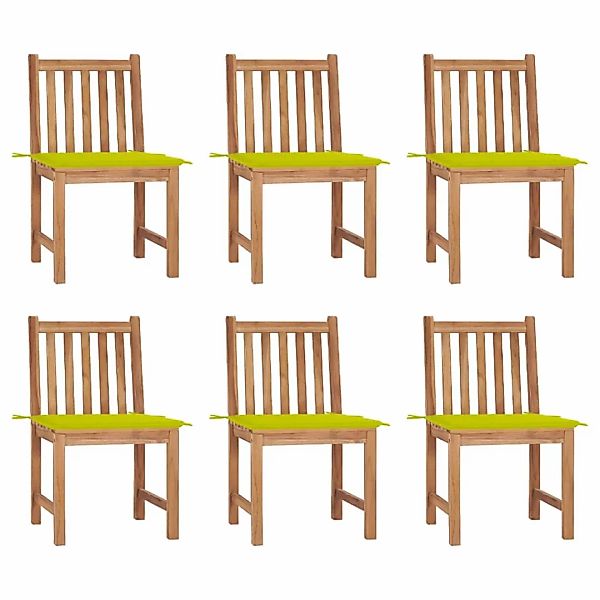 Gartenstühle 6 Stk. Mit Kissen Massivholz Teak günstig online kaufen