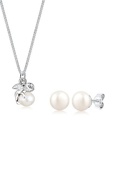 Elli Schmuckset Engel Süßwasserzuchtperlen Weiß 925 Sterling Silber, Engel günstig online kaufen