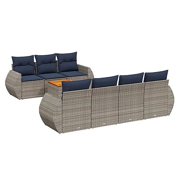 vidaXL 8-Tlg Gartensofa-Set mit Kissen Grau Polyrattan 3224913 günstig online kaufen