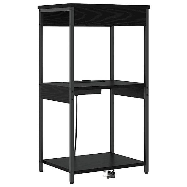 vidaXL Nachttisch mit Ladestation Schwarz Eichen-Optik Holzwerkstoff 859545 günstig online kaufen