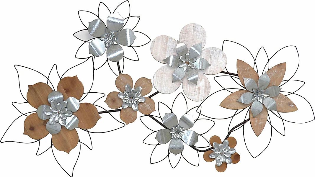 HOFMANN LIVING AND MORE Wanddekoobjekt Holz und Metall-Mix, verschiedene Bl günstig online kaufen