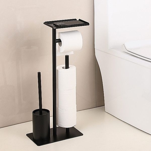 STILVORA Toilettenpapierhalter Freistehender WC-Garnitur mit Bürste günstig online kaufen