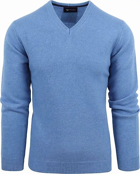 Suitable Lammwolle Pullover V-Ausschnitt Blau - Größe 3XL günstig online kaufen