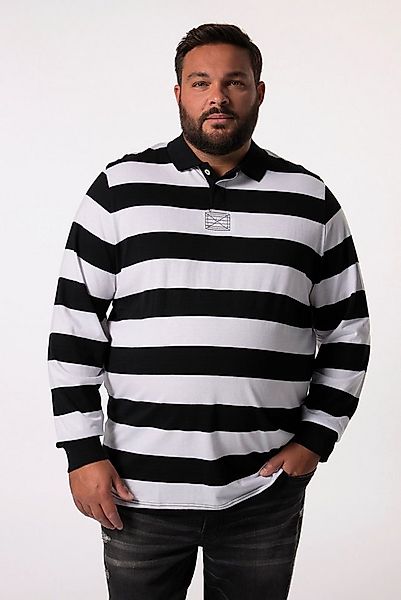 Men Plus Poloshirt Poloshirt Langarm Ringel Rückendruck günstig online kaufen